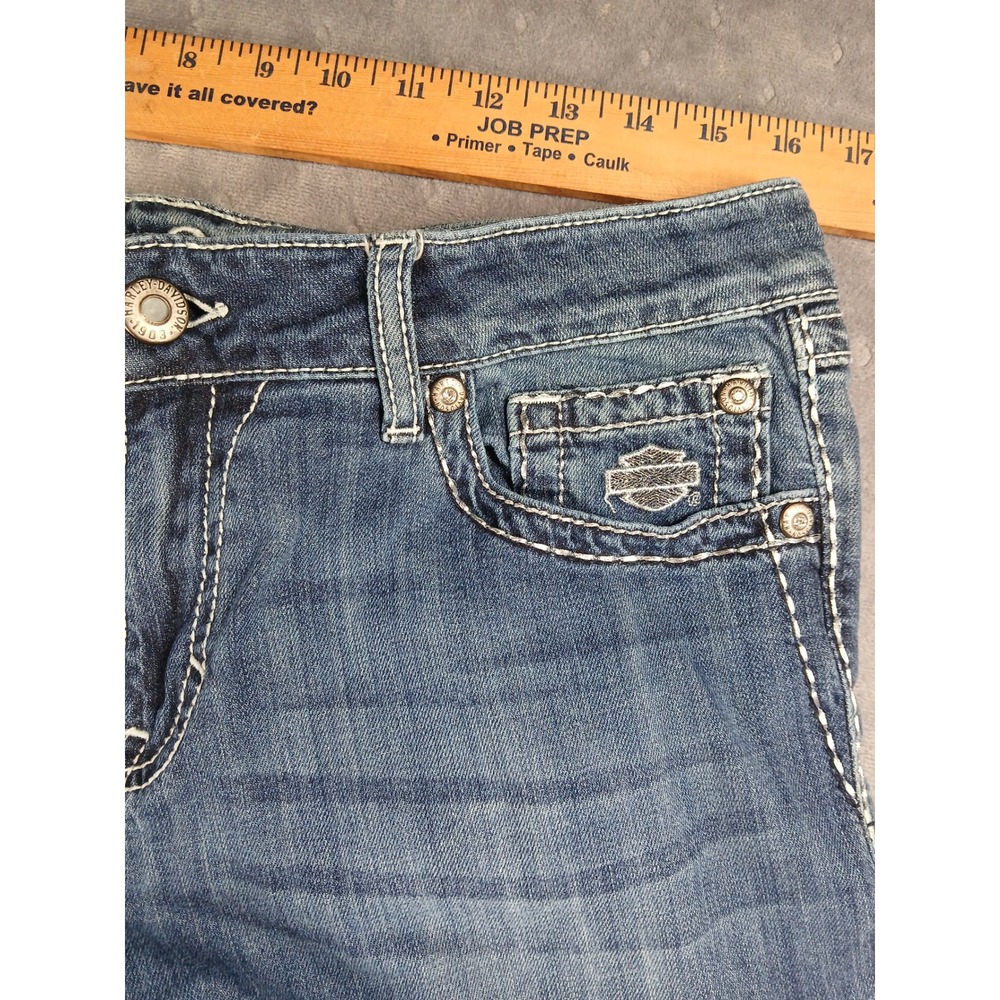 Harley Davidson rhinestone angel wing pocket jeans size 12 Y2K mcbling biker - Picture 5 of 13
